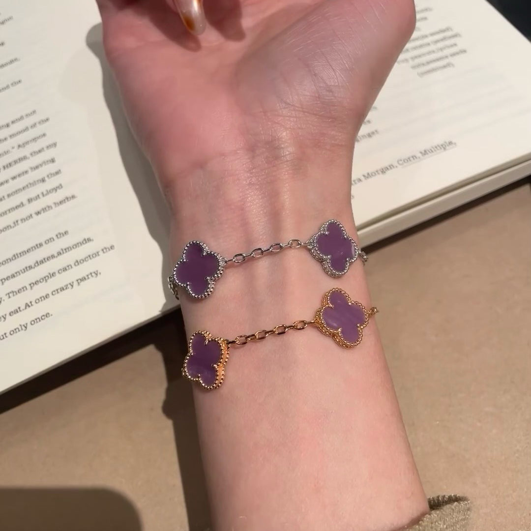 [ECHO ]CLOVER  5 MOTIFS  PURPLE VIOLET BRACELET