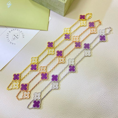 [ECHO ]CLOVER 10 MOTIFS  PURPLE VIOLET DIAMOND NECKLACE