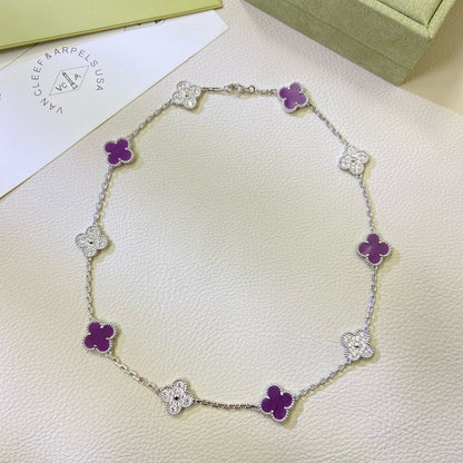 [ECHO ]CLOVER 10 MOTIFS  PURPLE VIOLET DIAMOND NECKLACE