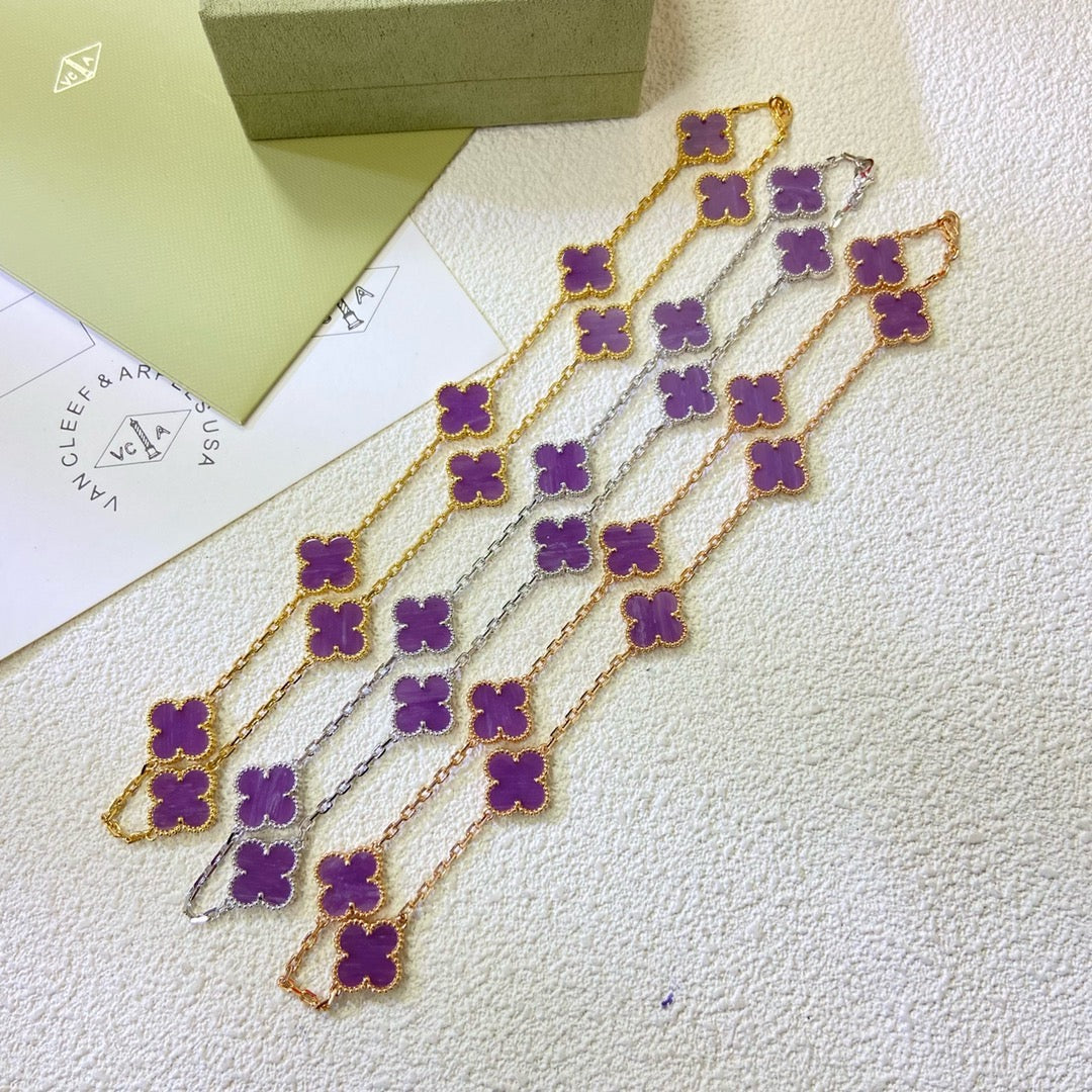 [ECHO ]CLOVER 10 MOTIFS  PURPLE VIOLET  NECKLACE