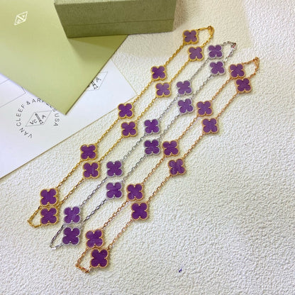 [ECHO ]CLOVER 10 MOTIFS  PURPLE VIOLET  NECKLACE
