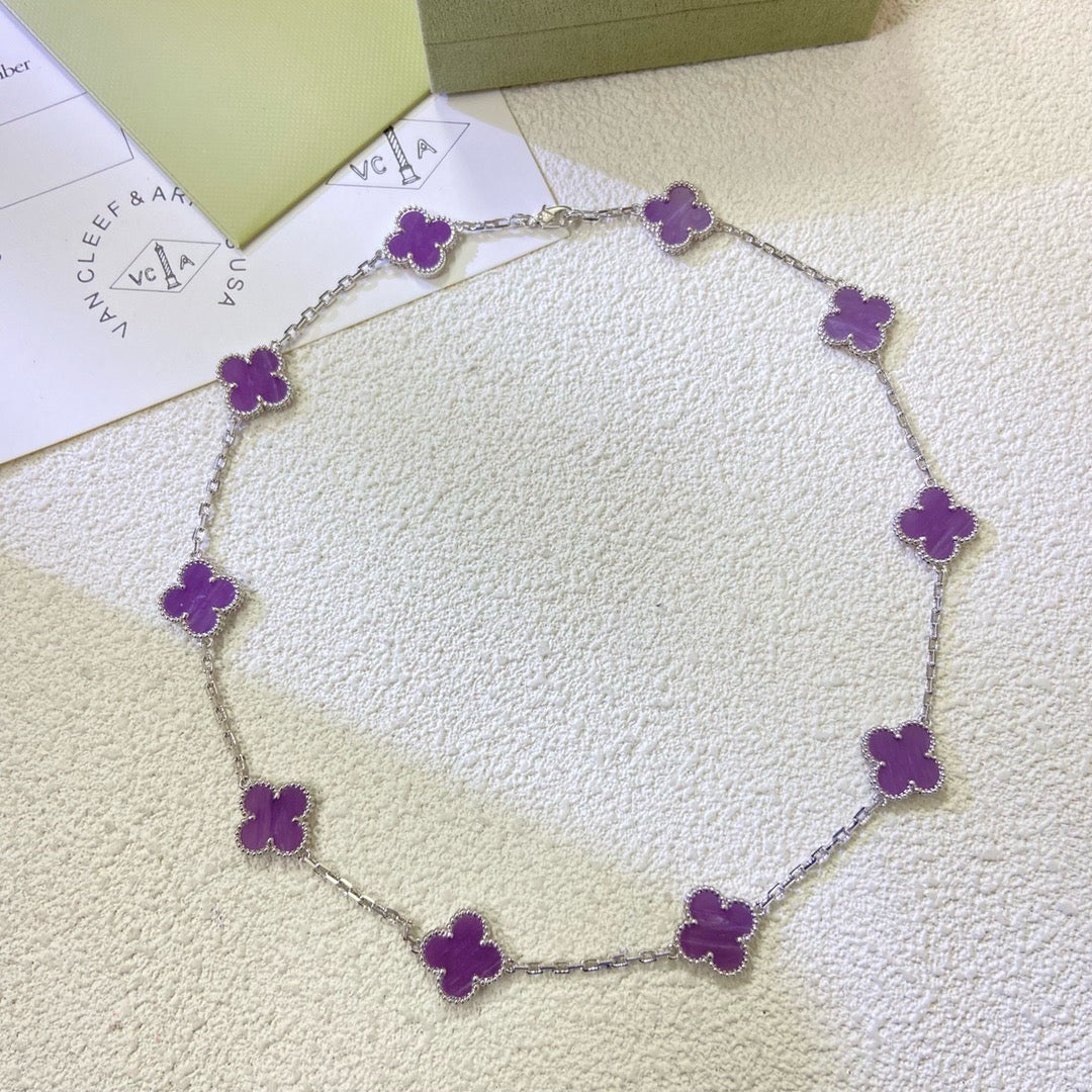 [ECHO ]CLOVER 10 MOTIFS  PURPLE VIOLET  NECKLACE