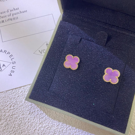 [ECHO ]CLOVER MINI 9.5MM  PURPLE VIOLET EARRINGS