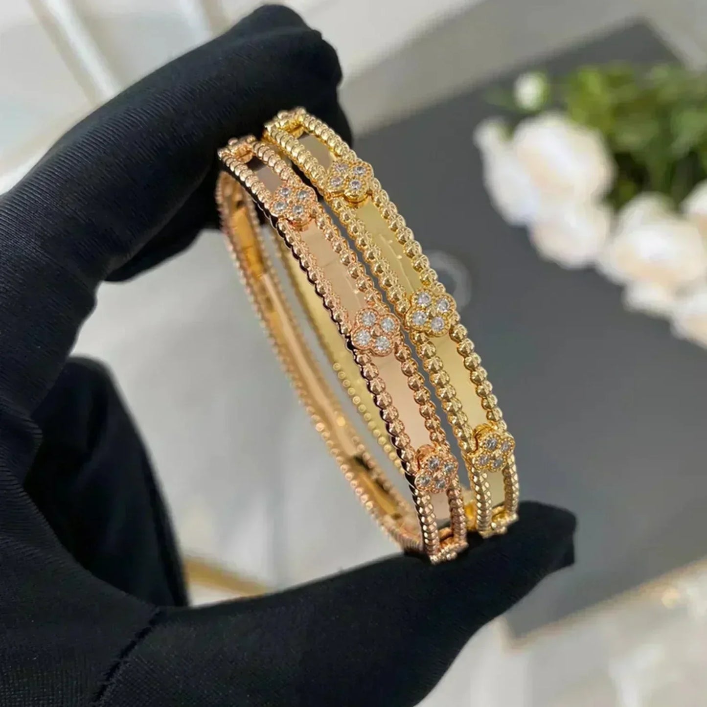 [ECHO ]CLOVER BRACELET 4MM DIAMONDS
