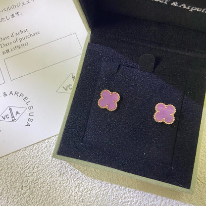 [ECHO ]CLOVER MINI 9.5MM  PURPLE VIOLET EARRINGS