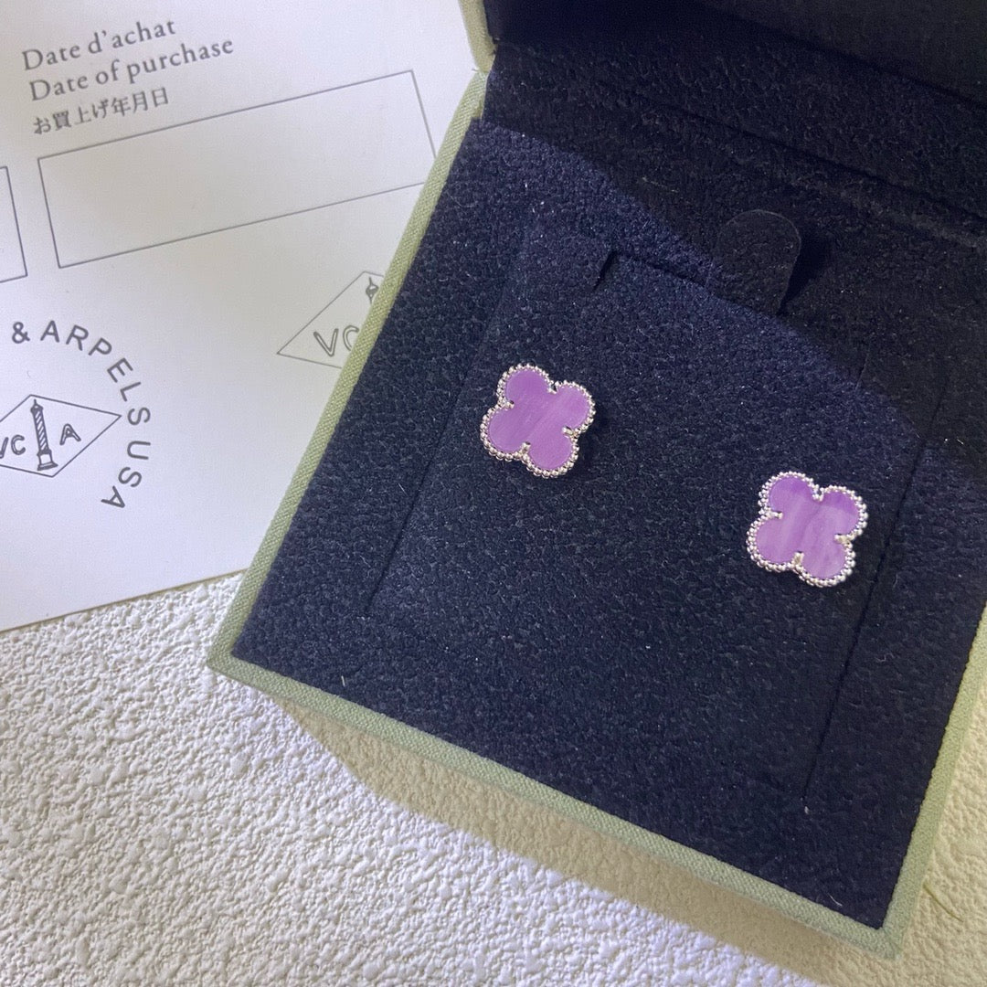 [ECHO ]CLOVER MINI 9.5MM  PURPLE VIOLET EARRINGS