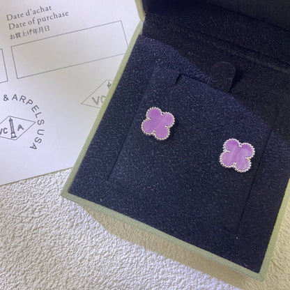 [ECHO ]CLOVER MINI 9.5MM  PURPLE VIOLET EARRINGS