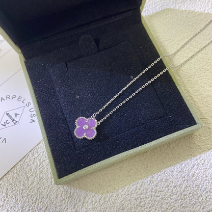 [ECHO ]CLOVER 15MM DIAMOND  PURPLE VIOLET NECKLACE