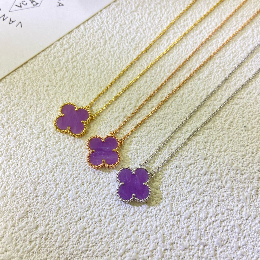 [ECHO ]CLOVER 15MM  PURPLE VIOLET NECKLACE
