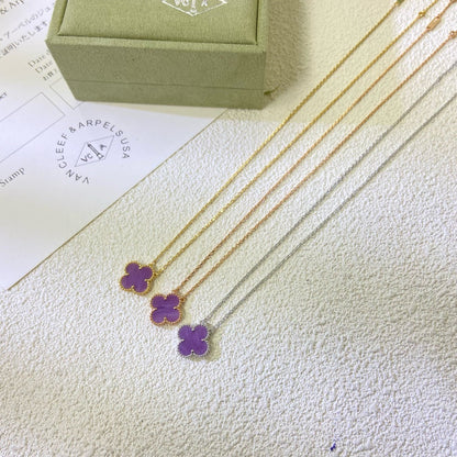 [ECHO ]CLOVER 15MM  PURPLE VIOLET NECKLACE