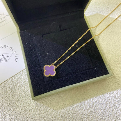 [ECHO ]CLOVER 15MM  PURPLE VIOLET NECKLACE