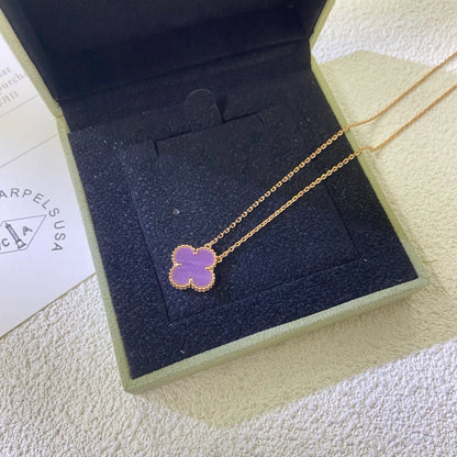 [ECHO ]CLOVER 15MM  PURPLE VIOLET NECKLACE
