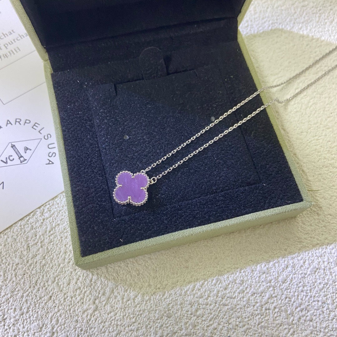 [ECHO ]CLOVER 15MM  PURPLE VIOLET NECKLACE