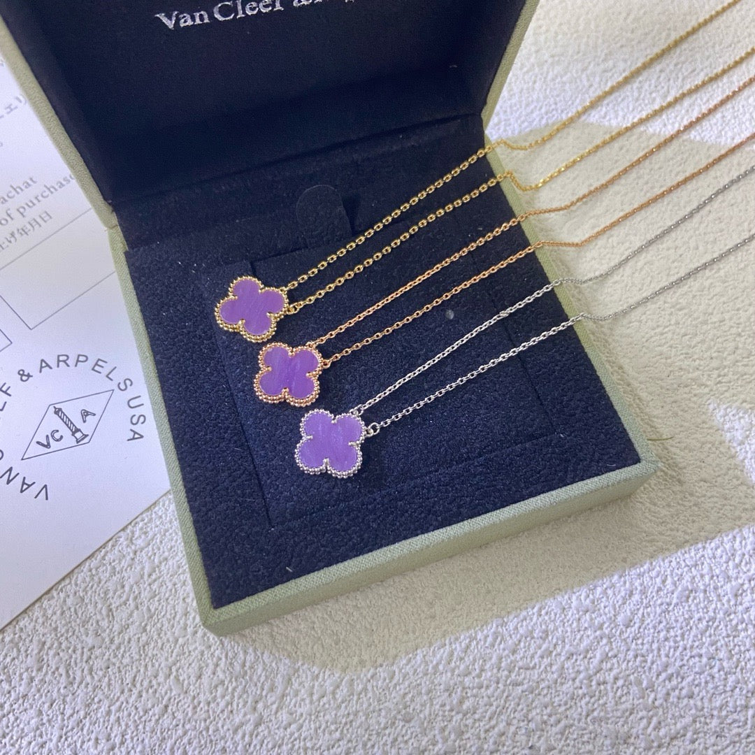 [ECHO ]CLOVER 15MM  PURPLE VIOLET NECKLACE