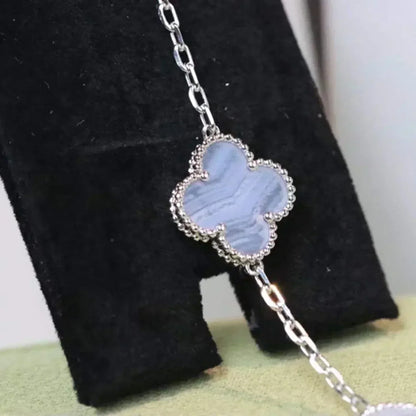 [ECHO ]CLOVER  5 MOTIF PURPLE CHALCEDONY BRACELET SILVER