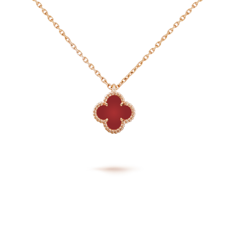 [ECHO ]CLOVER MINI 9.5MM WHITE CARNELIANS NECKLACE