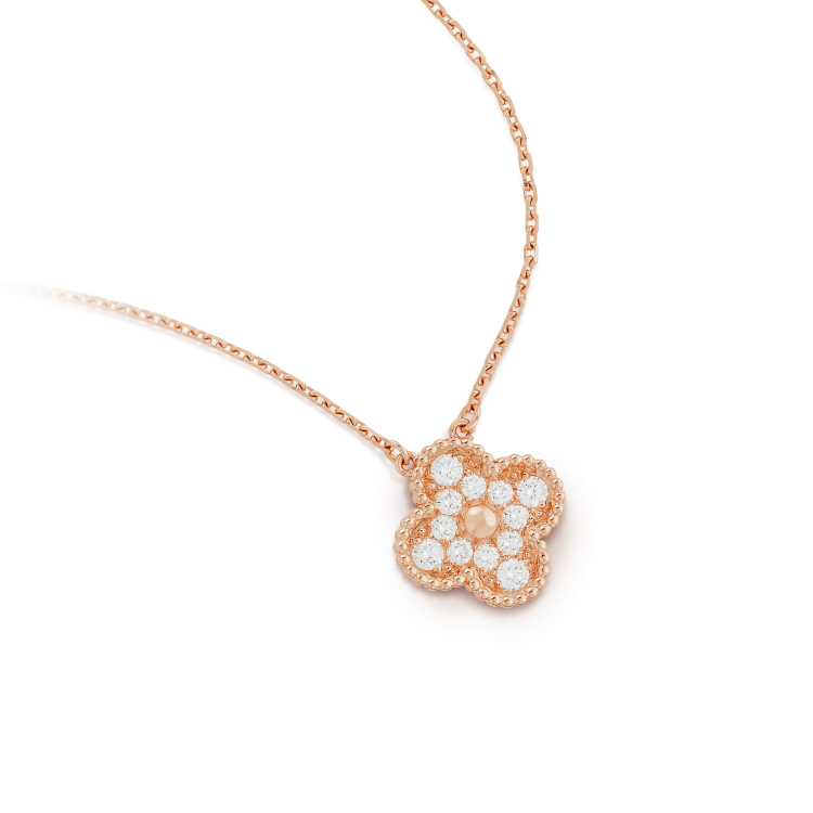 [ECHO ]CLOVER 15MM DIAMOND SINGLE FLOWER NECKLACE