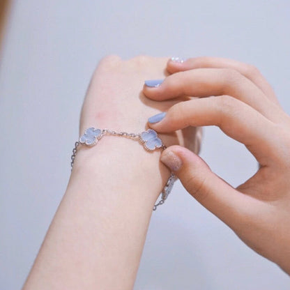 [ECHO ]CLOVER  5 MOTIF PURPLE CHALCEDONY BRACELET SILVER