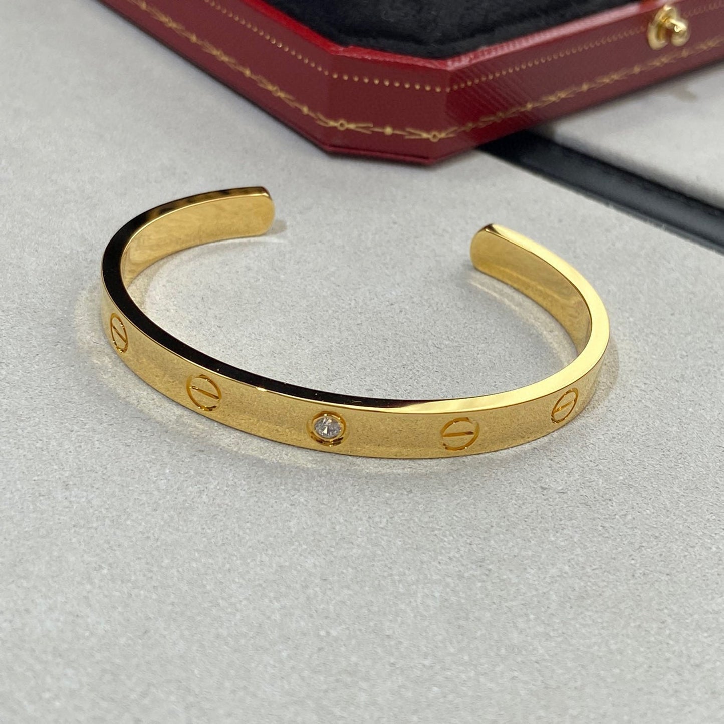 [ECHO ]LOVE BRACELET 6.1MM 1 DIAMOND OPEN CUFF