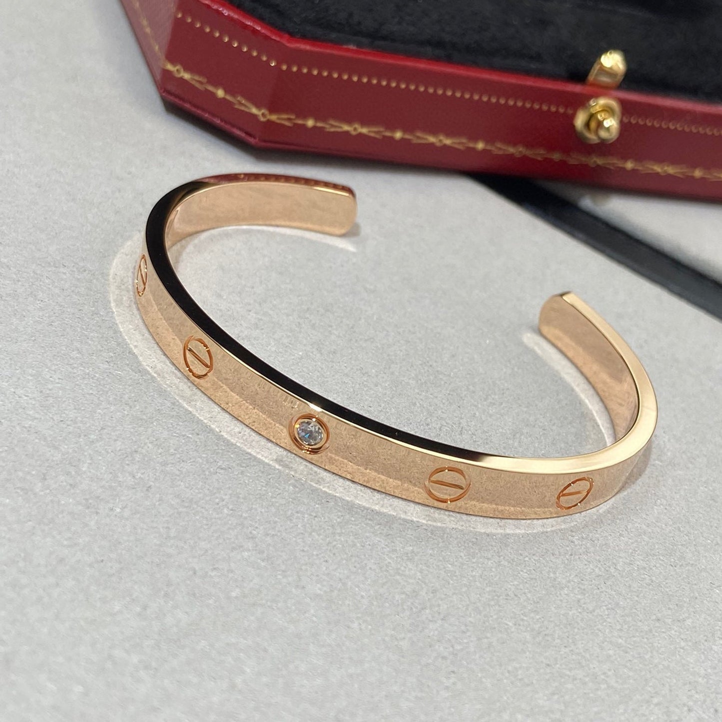 [ECHO ]LOVE BRACELET 6.1MM 1 DIAMOND OPEN CUFF