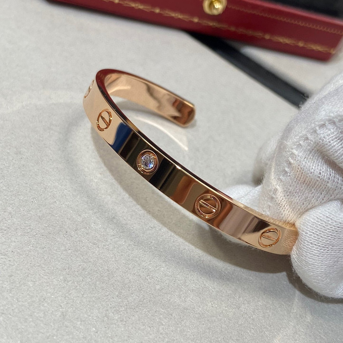 [ECHO ]LOVE BRACELET 6.1MM 1 DIAMOND OPEN CUFF