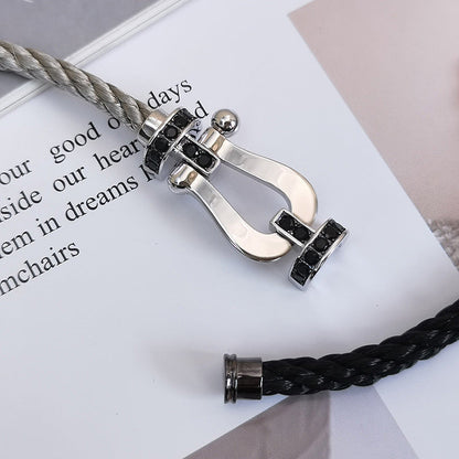 [ECHO ]FORCE LARGE HORSESHOE BLACK DIAMOND BRACELET SILVER