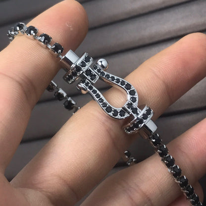 [ECHO ]FORCE  LARGE HORSESHOE FULL DIAMOND TENNIS BRACELET
