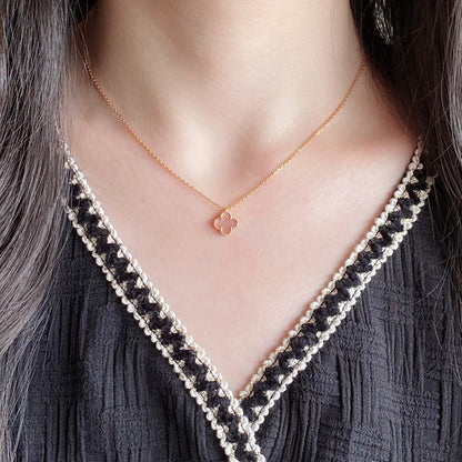 [ECHO ]CLOVER 9.5MM PINK MOTHER OF PEARL SINGLE FLOWER NECKLACE