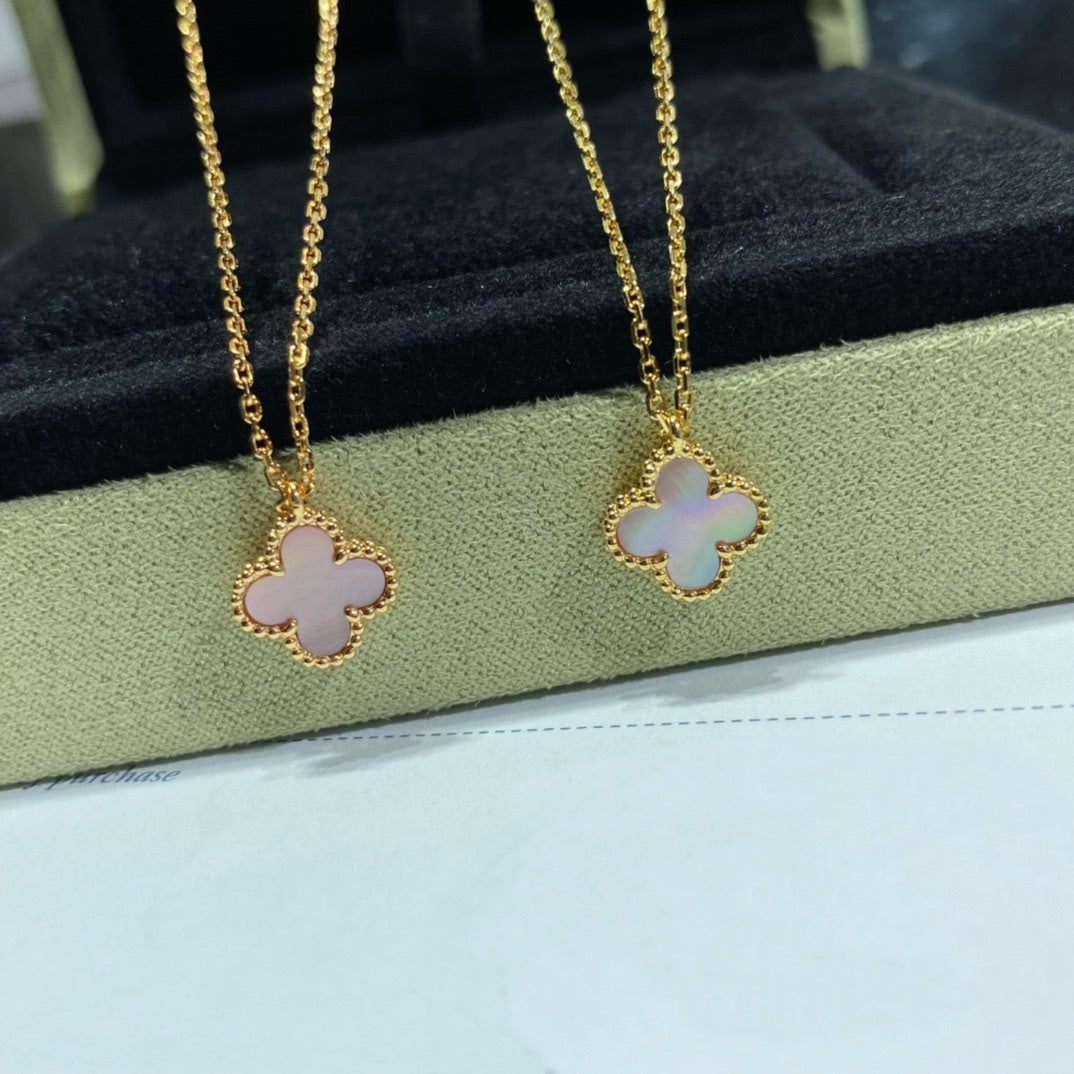 [ECHO ]CLOVER 9.5MM PINK MOTHER OF PEARL SINGLE FLOWER NECKLACE