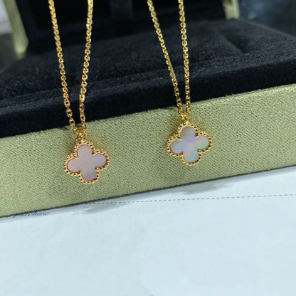 [ECHO ]CLOVER 9.5MM PINK MOTHER OF PEARL SINGLE FLOWER NECKLACE