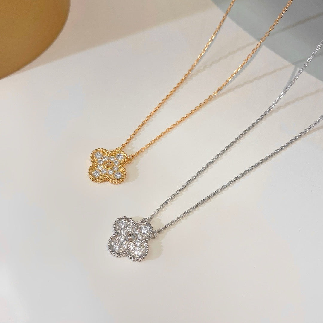 [ECHO ]CLOVER 15MM DIAMOND SINGLE FLOWER NECKLACE