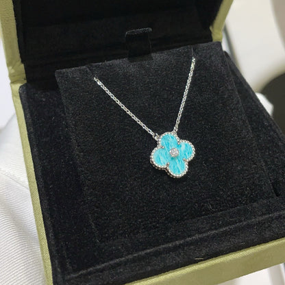 [ECHO ]CLOVER 15MM DIAMOND SVRES PORCELAIN  NECKLACE SILVER