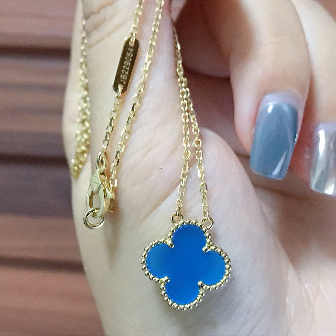 [ECHO ]CLOVER 15MM BLUE AGATE NECKLACE