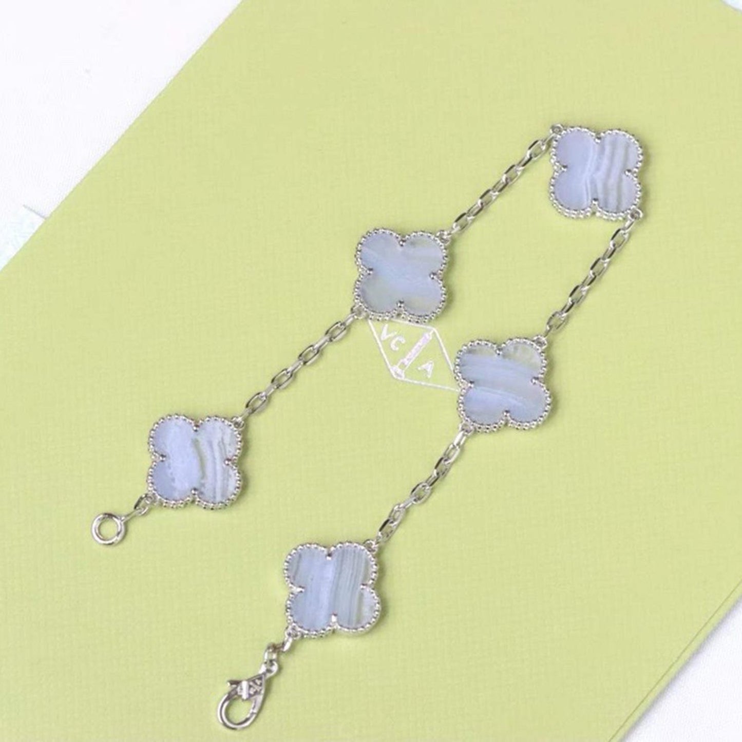 [ECHO ]CLOVER  5 MOTIF PURPLE CHALCEDONY BRACELET SILVER