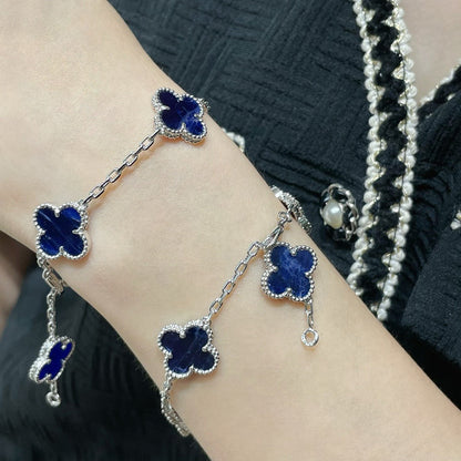 [ECHO ]CLOVER 5 MOTIF PIETERSITE SILVER BRACELET