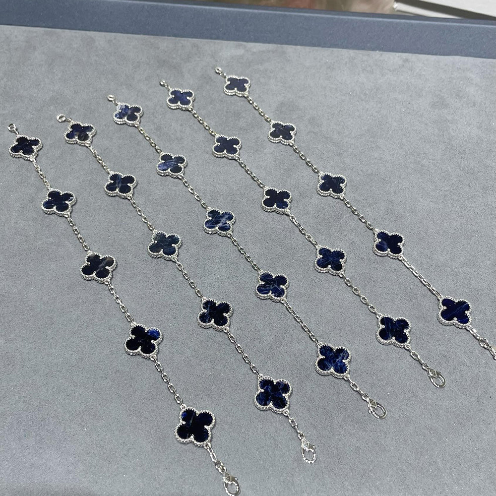 [ECHO ]CLOVER 5 MOTIF PIETERSITE SILVER BRACELET