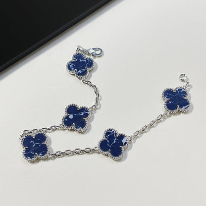 [ECHO ]CLOVER 5 MOTIF PIETERSITE SILVER BRACELET