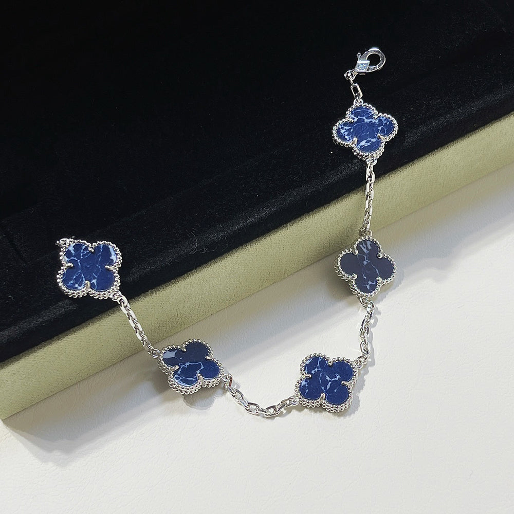 [ECHO ]CLOVER 5 MOTIF PIETERSITE SILVER BRACELET