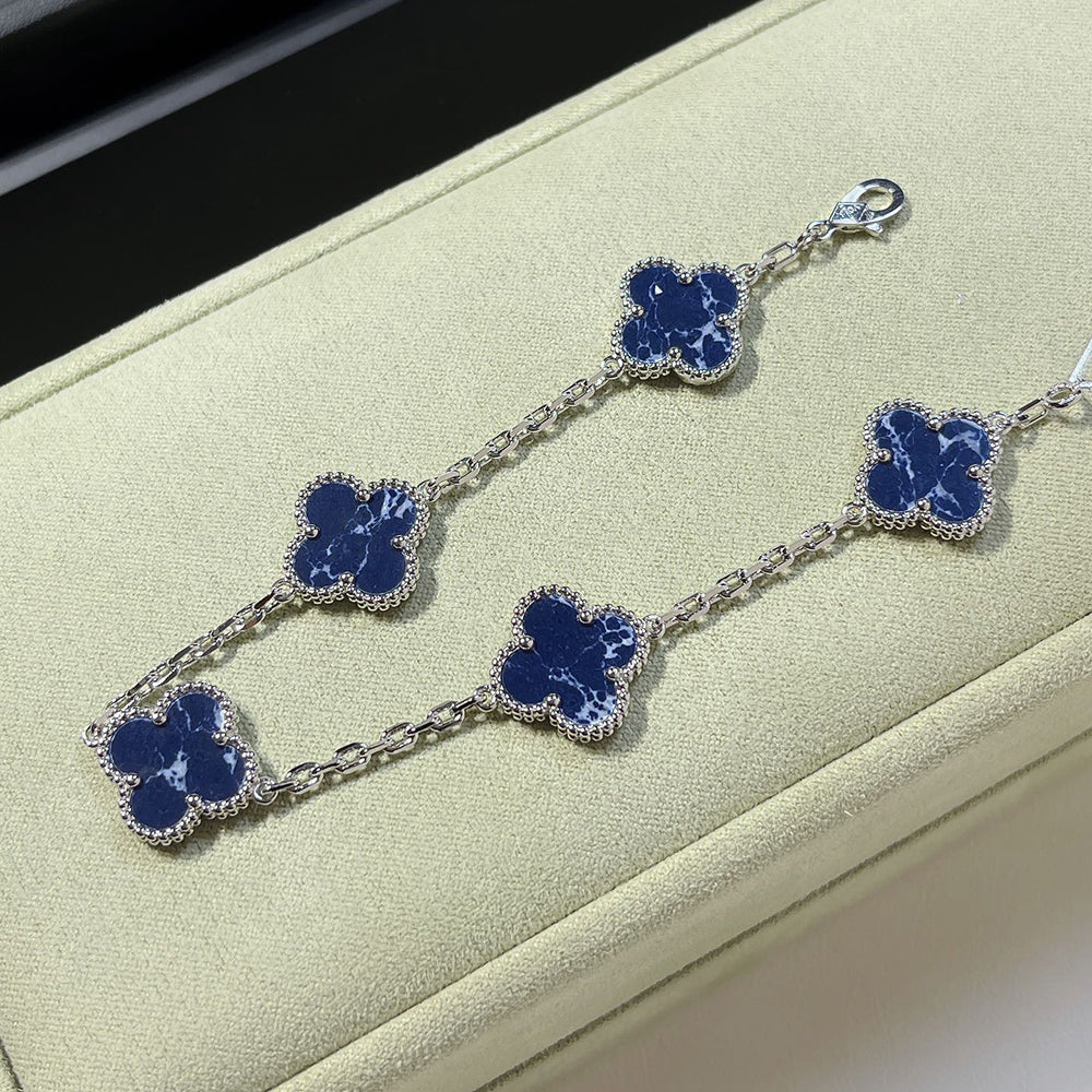 [ECHO ]CLOVER 5 MOTIF PIETERSITE SILVER BRACELET