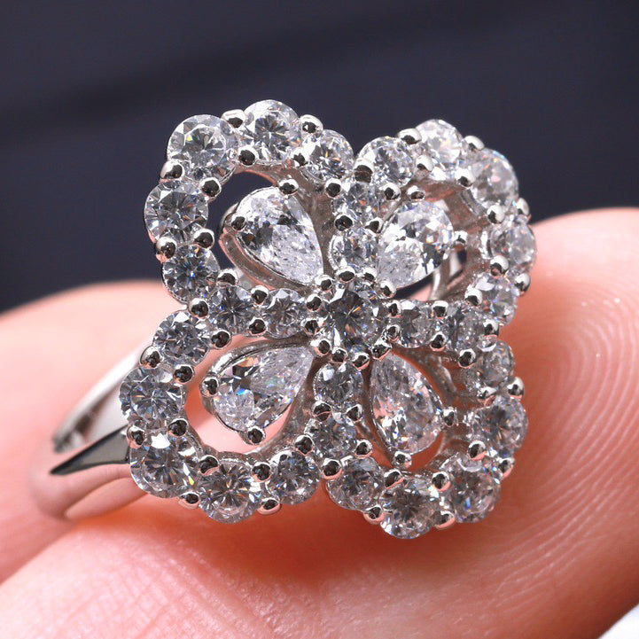 [ECHO ]LOOP RING FULL MOTIF DIAMOND 16MM SILVE