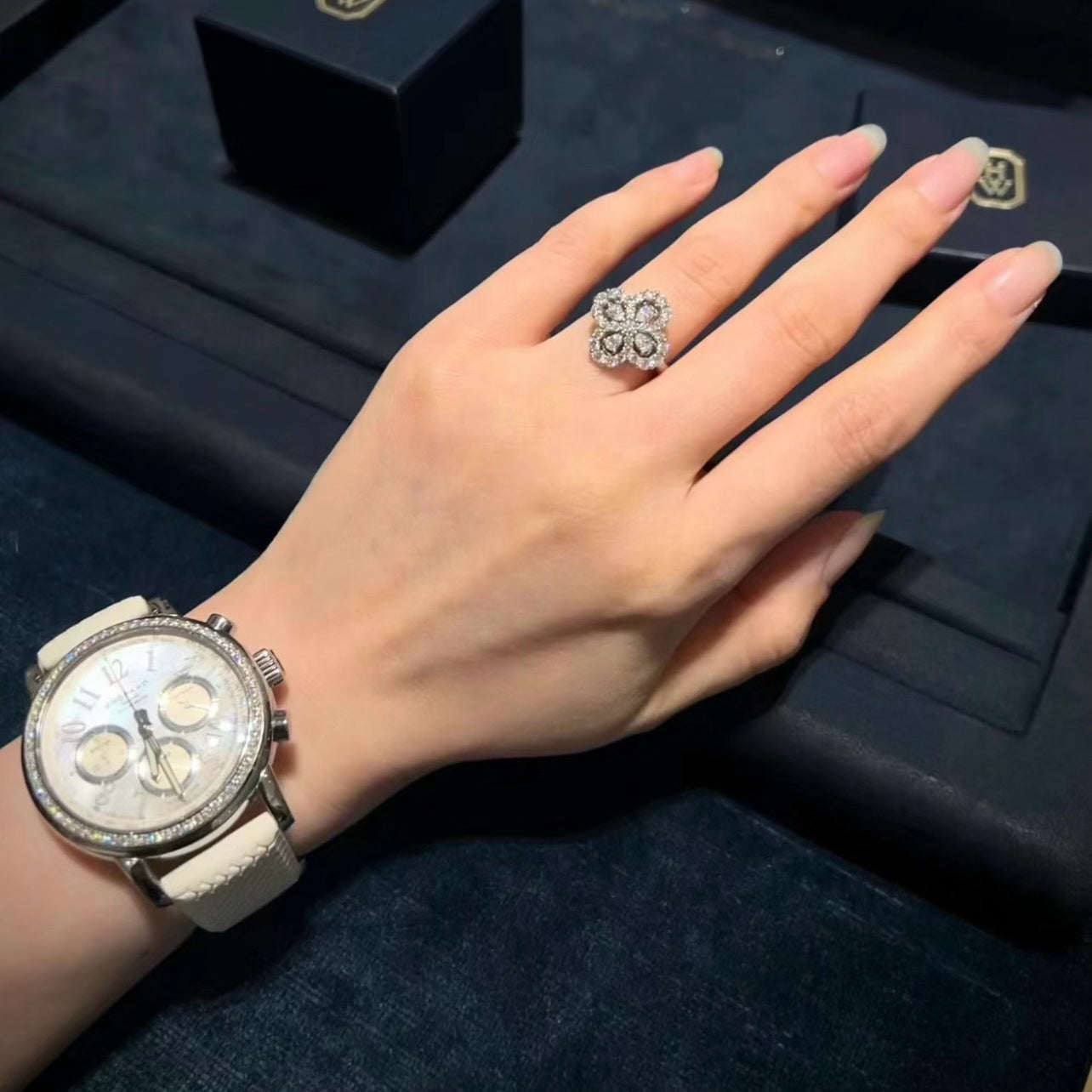 [ECHO ]LOOP RING FULL MOTIF DIAMOND 16MM SILVE