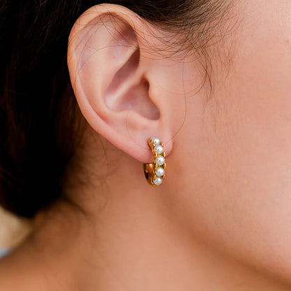 [Echo Fine]Irene Pearl Hoop Earrings