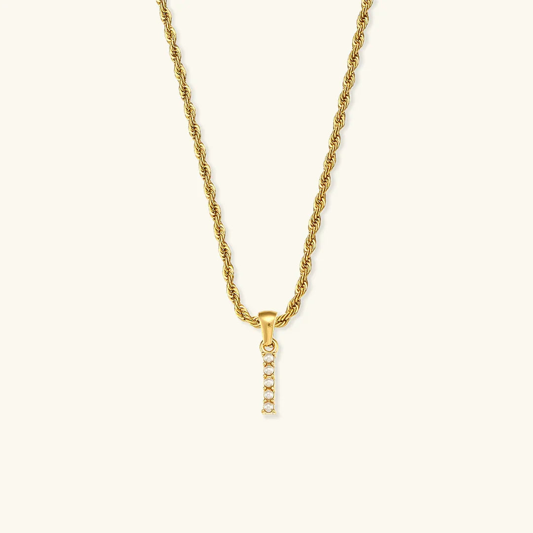 [Echo Fine]Elodie Initial Letter Pearl Necklace