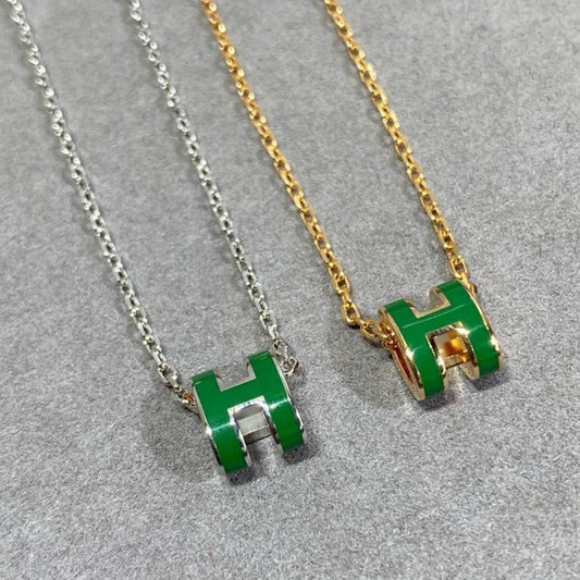 [ECHO ]POP H GREEN NECKLACE SILVER AND GOLD