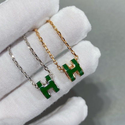 [ECHO ]POP H GREEN NECKLACE SILVER AND GOLD