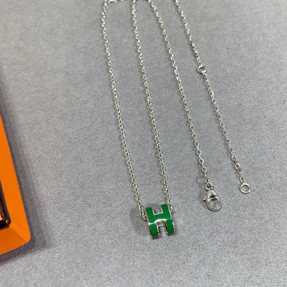 [ECHO ]POP H GREEN NECKLACE SILVER AND GOLD