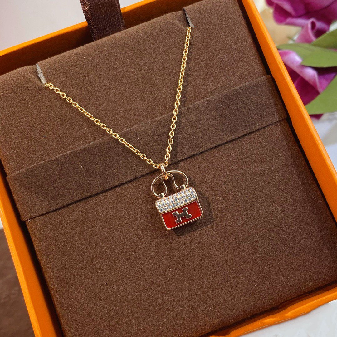 [ECHO ]CONSTANCE RED PEDANT PINK GOLD NECKLACE