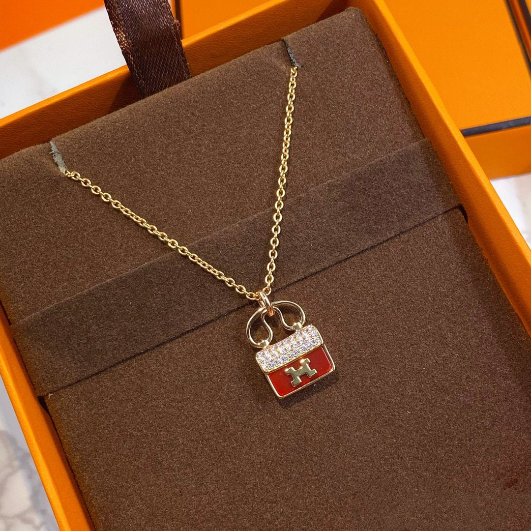 [ECHO ]CONSTANCE RED PEDANT PINK GOLD NECKLACE