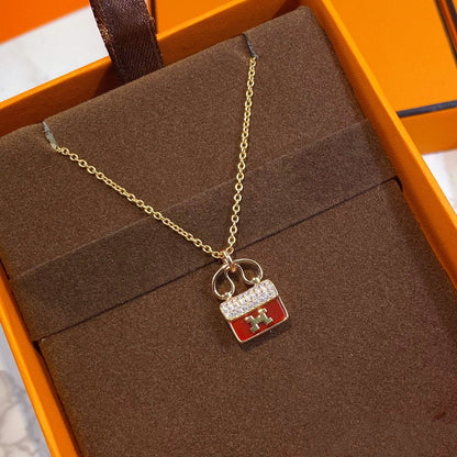 [ECHO ]CONSTANCE RED PEDANT PINK GOLD NECKLACE