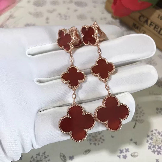 [ECHO ]CLOVER 3 MOTIF CARNELIAN DROP EARRINGS